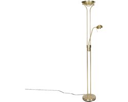 QAZQA diva - Moderne Dimbare LED Vloerlamp | Staande Lamp met Dimmer met leeslamp - 1 lichts - H 1800 mm - Goud/messing - Woonkamer | Slaapkamer | Keuken