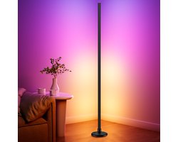 Rayofi LED Staande Lamp- 147 cm - LED vloerlamp dimbaar RGBIC - Instelbare warmwitte/koelwitte kleurtemperatuur - Synchroniseert met muziek - Creëer de perfecte sfeer voor slaapkamers, woonkamers en speelkamers