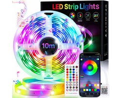Rayofi LED strip 10 meter met Smart App en IR Afstandsbediening –16 Miljoen Kleur lights – One Key Muziek Sync – Zelfklevend