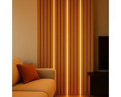 Set van 3 Zwarte LED Strips voor Akoestische Wandpanelen – 2,40 m – Warm Wit – Inclusief Adapter & Afstandsbediening