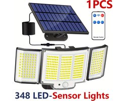 Solar Buitenlamp met Bewegingssensor - Zonne lampen tuin - Solar Wandlamp met Sensor - Zonne-energie - 348 LED's - IP65