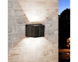 Solar wandlamp Ebbe - Warm en Helder wit - Up-down light - Tuinverlichting geschikt voor de schutting - Buitenlamp op zonne-energie - Zwart