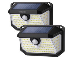 Sounix Buitenlamp met bewegingssensor op zonne energie - 230 LED - Met dag nacht sensor - Solar wandlamp buiten - 1 Stuk