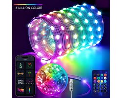 Sounix Led strip - 10 meter met Smart App en Afstandsbediening - RGB - Dimbaar - IP 65 - Smart LED light verlichting - Led-strips - Timer en muziek modus