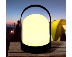 Tafellamp - LED - Draagbaar - op Batterijen - Warm Wit Licht - Zwart - Binnen en Buiten - Sfeervol