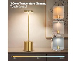 Tafellamp | Tafel Lamp | Draadloze taffelamp | Oplaadbaar | Nachtlamp | Bureulamp | LED | Goud