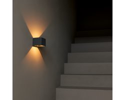 Tavellio Tess Wandlamp – 11x11 cm – LED – Grijs – Oplaadbaar – Bewegingssensor – 20 Lichtkleuren – Afstandsbediening