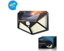 TIGIOO Solar LED Tuinverlichting met Bewegingssensor - Wandlamp Buitenlamp - Tuinlamp Op Zonneenergie