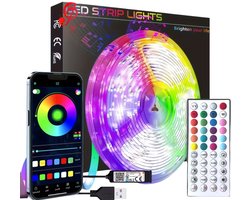 Top Kwaliteit Led Strip 5050 RGB Met App- Led Strip 10 Meter - Led Strips ook met 44 Keys Afstandsbediening Met Batterij aansluiting