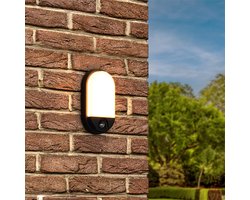 Trend - LED Wandlamp met sensor - 10 Watt 825 Lumen - Bewegingssensor en schemerschakelaar - 3000K warm wit licht - zwart