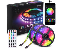 Ustratics Led Strip - 20 meter - 2x10m - Light - rgb LED Verlichting - Afstandsbediening - Bluetooth - licht - Dimbaar - Gaming - Ledstrip - Ledstrips