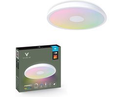 Varin® Smart LED Badkamerlamp met Bluetooth speaker - Ø 28cm - Wit - IP44 Spatwaterdicht - Extra E27 fitting - Badkamerverlichting - Plafondlamp badkamer - Verlichting overkapping - Plafonniere - Plafond lamp - Verlichting kinderkamer - Tuya Wifi