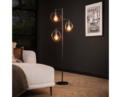 Vloerlamp Ring charcoal | 3 lichts | 50x22x155 cm | industrieel / modern | woonkamer / studeerkamer | metaal | sfeervolle staande lamp