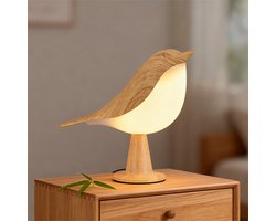 Vogellamp bedlamp met 3 kleuren verstelbare kleurtemperatuur Decoratief sfeerlichtje-Kleine tafellamp - Aanraaksensor, kindernachtlampje - Oplaadbare vogellamp - Geschikt voor slaapkamer nachtkastje nachtkastje (esdoorn)