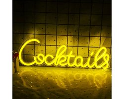 ZoeZo Design - Neon LED lamp Cocktails - Geel - Decoratie - USB - Sfeerverlichting - Wandlamp - Neon Verlichting