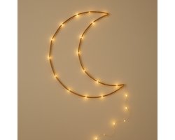 ZoeZo - Maanlampje LED - Goud - Maan - USB - Metaal - 100 led - Wandlamp - Kinderkamerverlichting - Wand decoratie - sfeerlamp - sfeerverlichting - Nachtlampje - Maanlampje - Maan lamp - Baby kamer