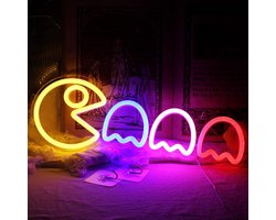 ZoeZo - Neon Wandlamp Game - Game Kamer - Spoken - Spookjes - Dots - LED - Neon Verlichting - Sfeerverlichting - Led lamp - Neonlicht - Neon lamp - Inclusief 2 Ophanghaakjes - Mancave - Geel - Blauw - Roze - Rood