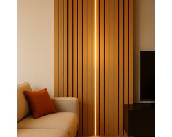 Zwarte LED Strip voor Akoestische Wandpanelen - Akupanels – 2,40 m – Geschikt voor 10–15 mm Latafstand – Inclusief Adapter, Afstandsbediening & Klemmetjes – Plug & Play Verlichting