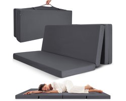 Beautissu Campix - opvouwbare matras 100x200 cm - reisbed matras & gastenmatras- zitblok opvouwbaar - rechthoekig in antraciet