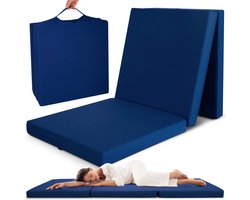 Beautissu Campix - opvouwbare matras 60x190 cm - reisbed matras & gastenmatras- zitblok opvouwbaar - rechthoekig in donkerblauw