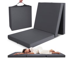 Beautissu Campix - opvouwbare matras 80x195 cm - reisbed matras & gastenmatras- zitblok opvouwbaar - rechthoekig in antraciet