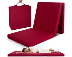 Beautissu Campix - opvouwbare matras 80x195 cm - reisbed matras & gastenmatras- zitblok opvouwbaar - rechthoekig in donkerrood