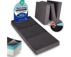 Beautissu VS95 – Premium Opvouwbaar Matras L 75x195cm – Extra Dik 14cm Traagschuim Vouwmatras H3 – Wasbar – Eenvoudig Transport – Antraciet