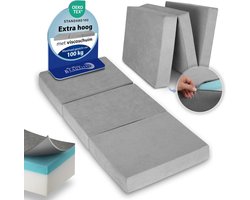 Beautissu VS95 – Premium Opvouwbaar Matras L 80X200cm – Extra Dik 14cm Traagschuim Vouwmatras H3 – Wasbar – Eenvoudig Transport – Grijs