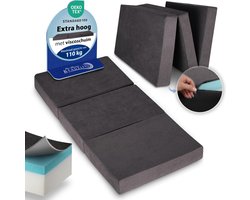 Beautissu VS95 – Premium Opvouwbaar Matras XL 100x200cm – Extra Dik 14cm Traagschuim Vouwmatras H3 – Wasbar – Eenvoudig Transport – Antraciet