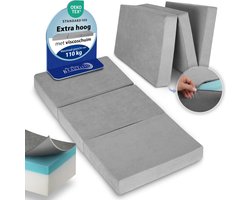 Beautissu VS95 – Premium Opvouwbaar Matras XL 100X200cm – Extra Dik 14cm Traagschuim Vouwmatras H3 – Wasbar – Eenvoudig Transport – Grijs