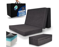 Beautissu VS95 – Premium Opvouwbaar Matras XXL 140x200cm inkl. Hoes – Extra Dik 14 cm Traagschuim Vouwmatras H3 – Wasbar Eenvoudig – Transport – Antraciet