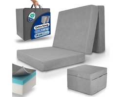 Beautissu VS95 – Premium Opvouwbaar Matras XXL 140x200cm inkl. Hoes – Extra Dik 14 cm Traagschuim Vouwmatras H3 – Wasbar Eenvoudig – Transport – Grijs