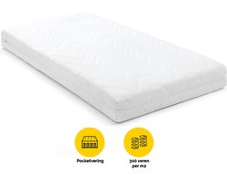Beter Bed Maxi Easy Pocket Pocketvering Matras 90x200 cm - Koudschuim - Medium-hard, 300 veren p/m² - Koel Ligcomfort - Matras met Afritsbare Hoes - 90 x 200 x 18 cm