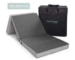 CozySense® Opvouwbare Matras 90x200 cm – Logeermatras – Vouwmatras – Ademend – Afneembare Hoes & Draagtas – 10 cm Dik – Medium