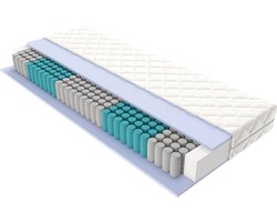 Easy Bedden - Pocketvering matras 90x200 met 7 zones - 20 cm dik - Ergonomisch - Gemiddeld - Matras eenpersoons - Ademende Matras - Koudschuim matras geveerd