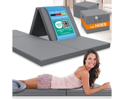 ELONEO Opvouwbaar Matras 140x200 cm - Dik 8 cm Vouwmatras, Wasbaar en Draagbaar Multifunctioneel Logeerbed, Reismatras, Logeermatras, Opvouwbaar Bed, Poef en Zitje, dubbele gastenmatras