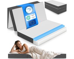 ELONEO Opvouwbaar Matras – Visco Schuim - 140x200 cm - 15 cm Extra Dik - Wasbare Hoes - Logeerbed
