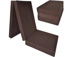 Logeermatras extra dik - bruin - camping matras - reismatras - opvouwbaar matras - 195 x 80 x 15