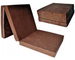Logeermatras Extra Dik - Licht Bruin - Camping Matras - Reismatras - Opvouwbaar Matras - 195 x 70 x 15 cm
