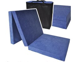 Logeermatras extra dik - navy blauw - camping matras - reismatras - opvouwbaar matras - 195 x 70 x 15
