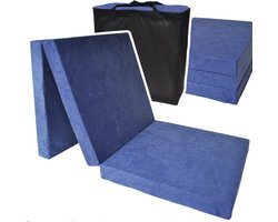 Logeermatras Extra Dik Navy Blauw - Opvouwbaar Camping Matras 195x70x15 cm met Draagtas