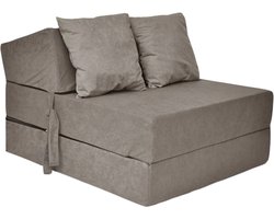 Logeermatras met kussen  70cm x 200cm x 15cm  Opvouwbaar  Grijs