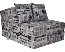 Luxe logeermatras 'Newspaper' - Opvouwbaar camping matras 200x70x15 cm - Met kussens - Huisstofmijtwerend