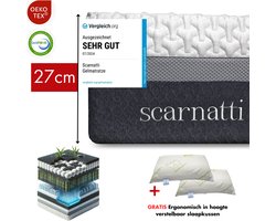 Matras 180x200 cm - Extra comfort Logeermatrassen - Matras 27cm - 2in1 - met 2 kussens - 180 x 200 Tweepersoons - Koudschuim / Traagschuim matrassen