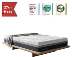 Matras 90 x 200 cm - Extra Comfort 27 cm - met Bamboe Tijk - Logeermatrassen - 2in1 koudschuim / traagschuim - Eenpersoonsmatras - Logeermatras