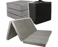 Opvouwbaar 2-persoons matras met wasbare hoes - 195x120x7 cm - Grijs - Koudschuim - Huisstofmijtwerend