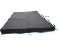 Opvouwbaar Logeermatras - Camping Matras 80x200 cm - Grijs - Polyether Vulling - Huisstofmijtwerend