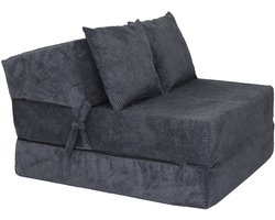 Opvouwbaar matras - 200x70x15cm - velvet dot - antraciet