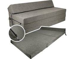 Opvouwbaar Matras Grijs 200x120x10cm - Wasbare Hoes - Ideaal voor Camping & Logeerpartijen