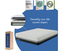 Premium Tweepersoons Matras 180x200 - Comfort 27 cm hoog - Bamboe Tijk - 2in1 Traagschuim en Koudschuim matrassen - 180 x 200 cm Logeermatrassen